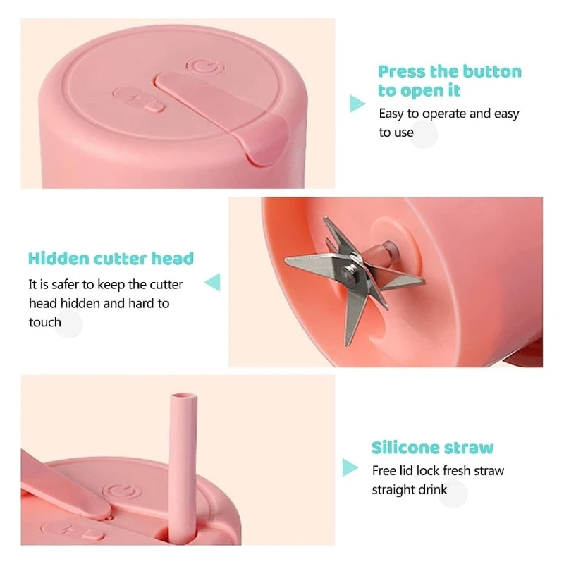 Portable Juicer Blender Bottle with Straw