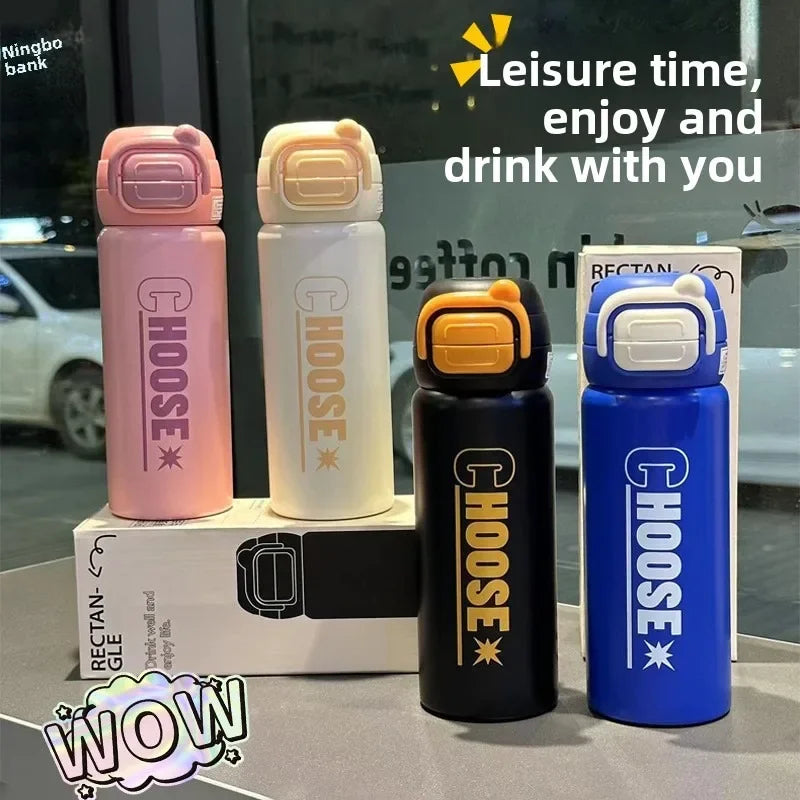 Astronaut Style Stainless Steel Water Bottle - Cream