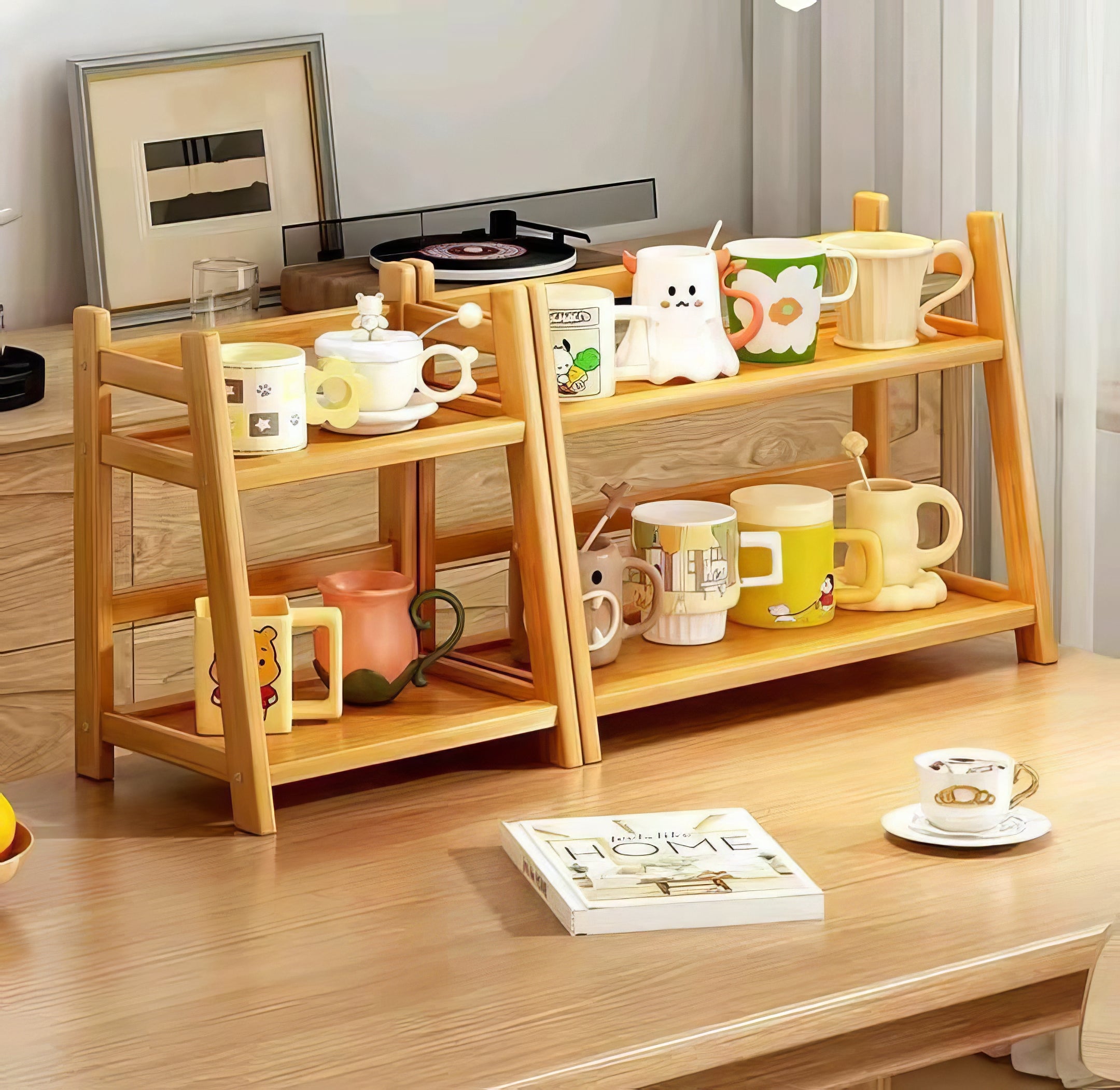 2 Tier Bamboo Storage Rack – Multipurpose Home Organizer