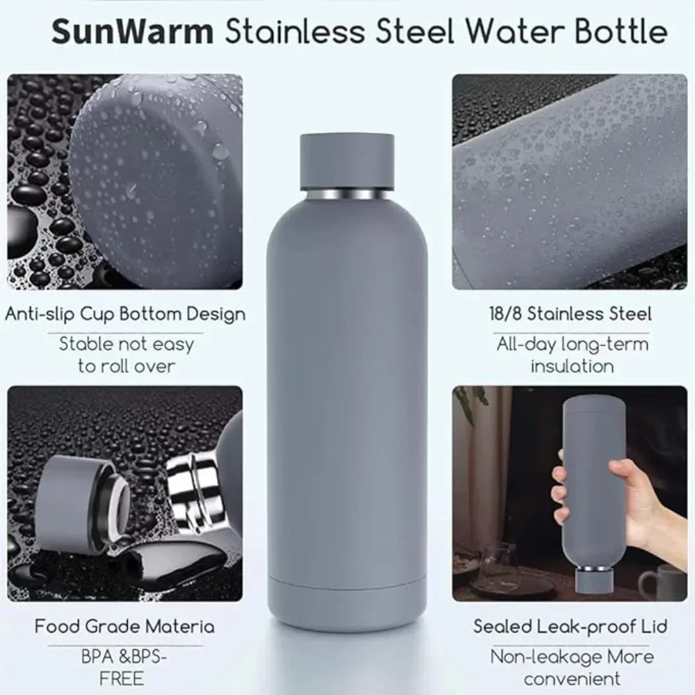500ml Rubber Coated Stainless Steel Bottle – Matte Black