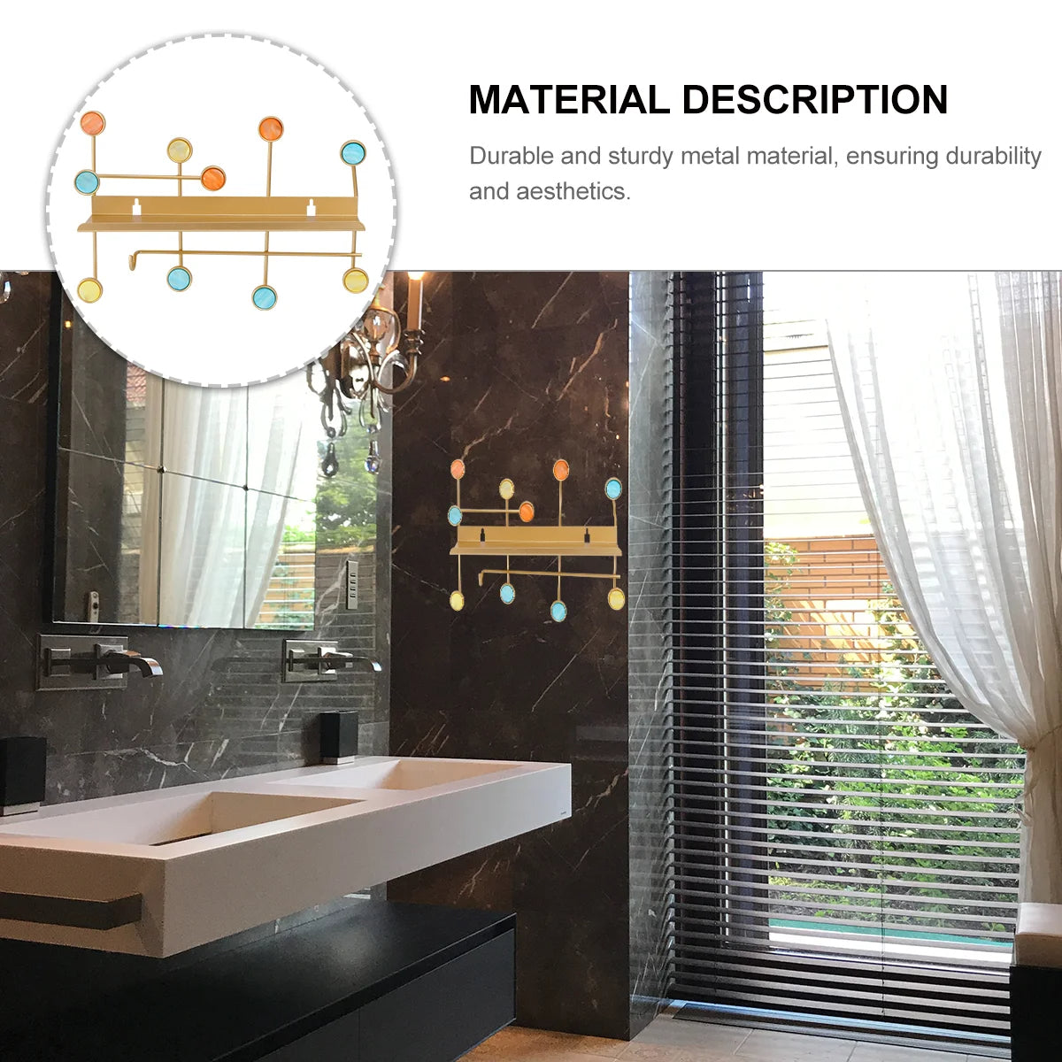 Nordic Style Rectangle Wall Shelf with Hooks