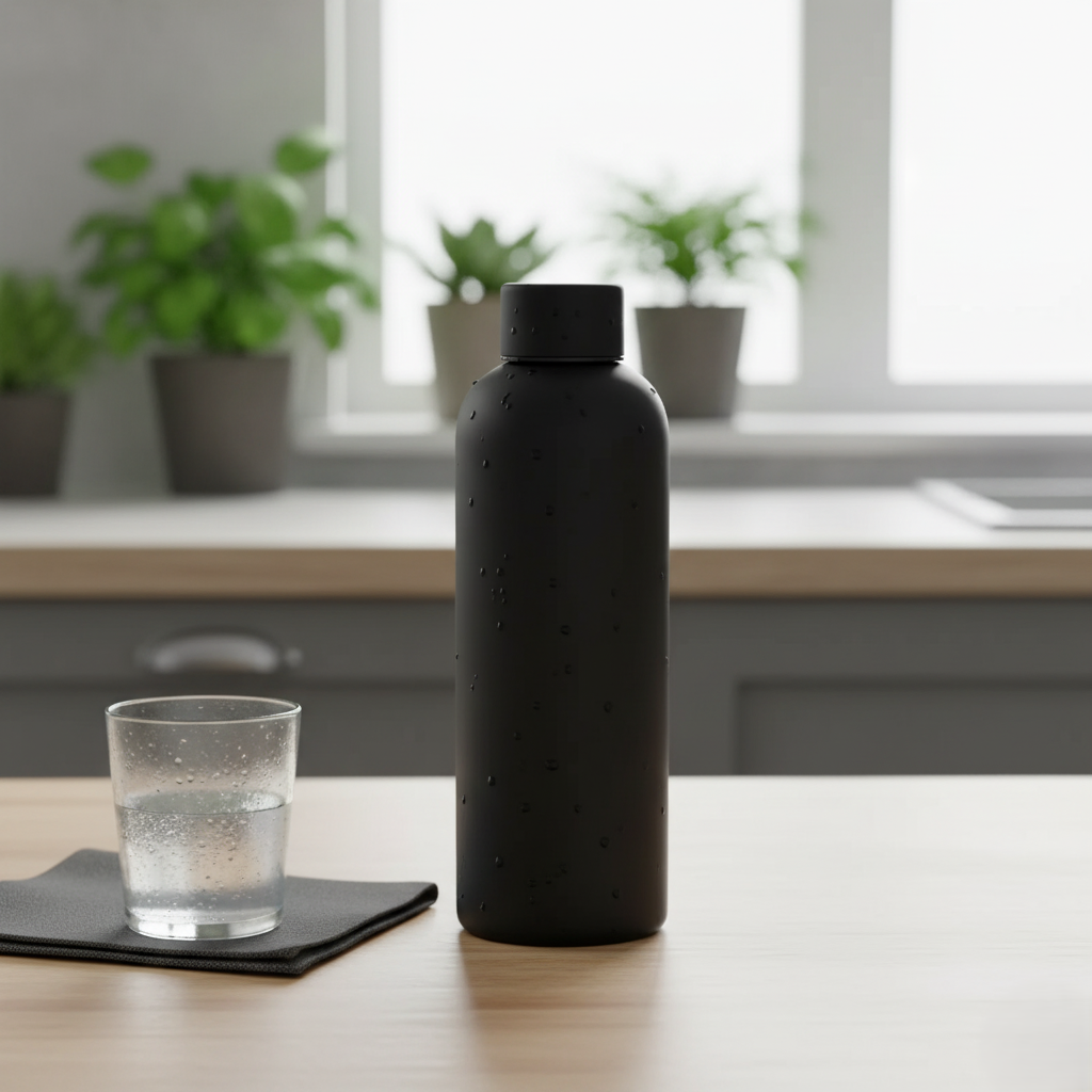 500ml Rubber Coated Stainless Steel Bottle – Matte Black