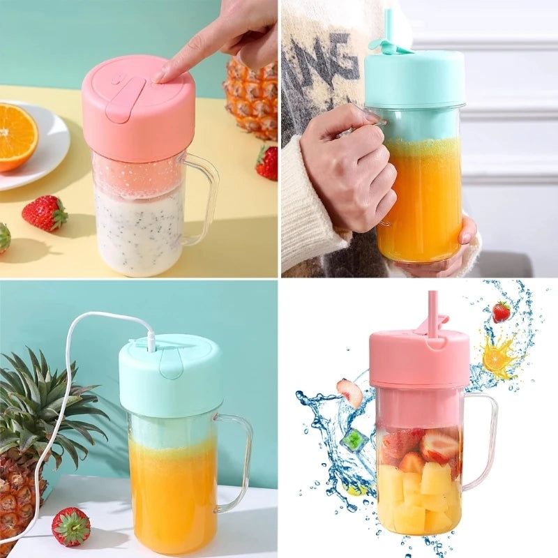Portable Juicer Blender Bottle with Straw