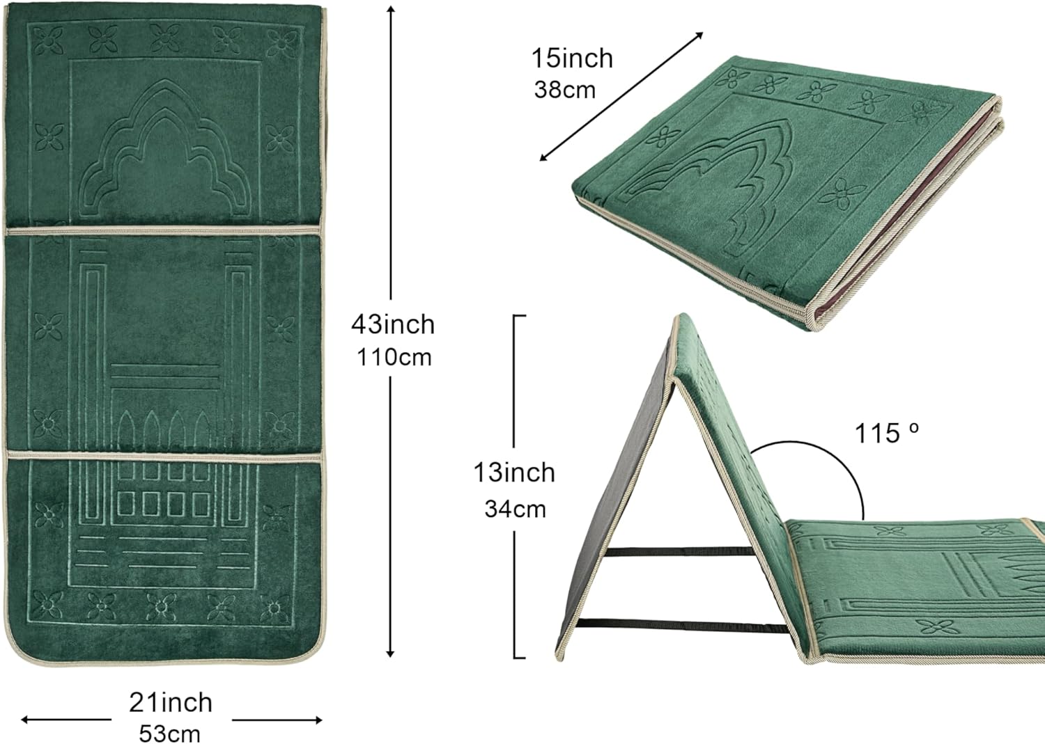 Folding Prayer Mat with Back Rest