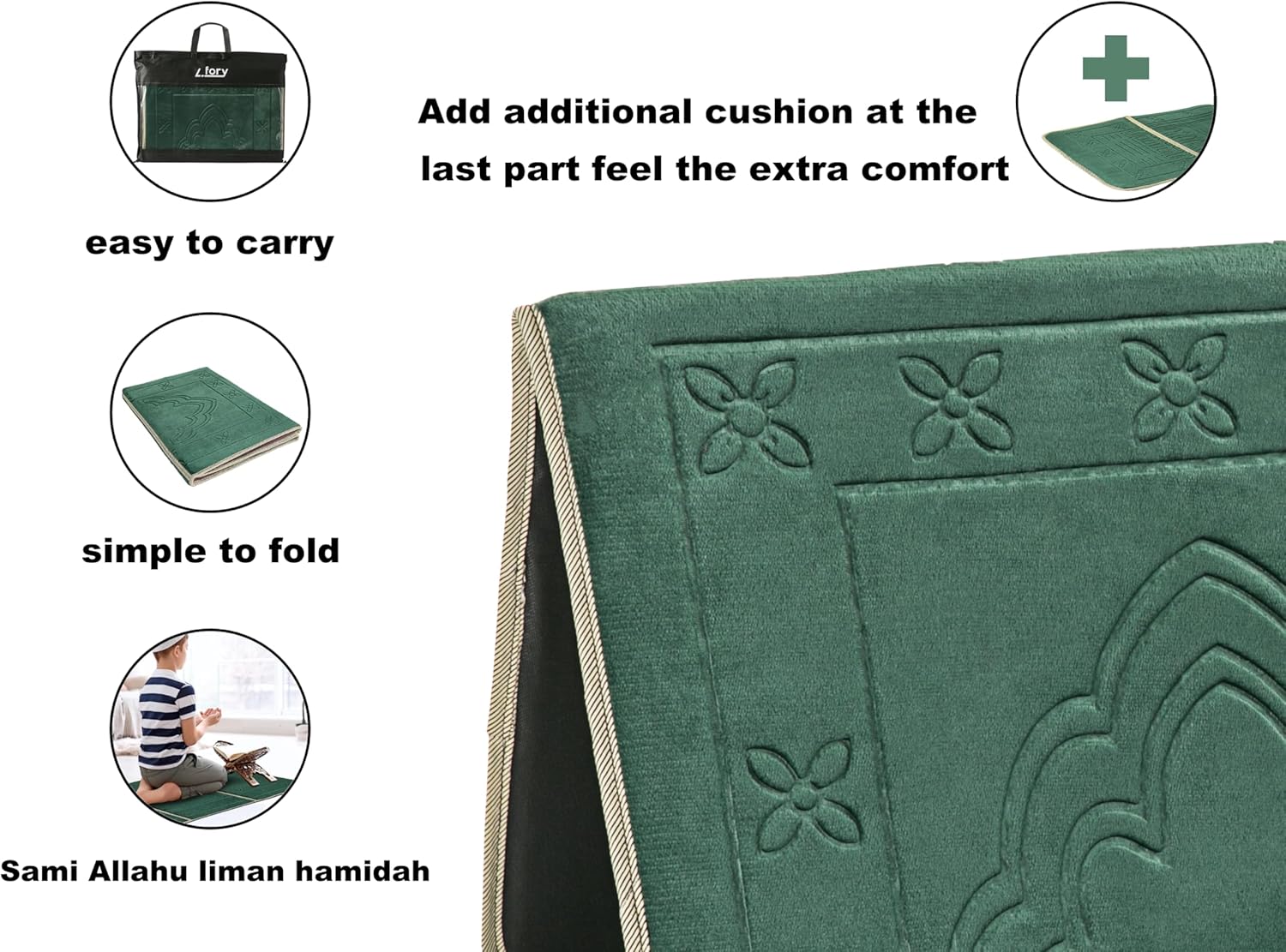 Folding Prayer Mat with Back Rest