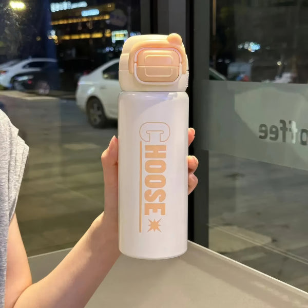 Astronaut Style Stainless Steel Water Bottle - Cream