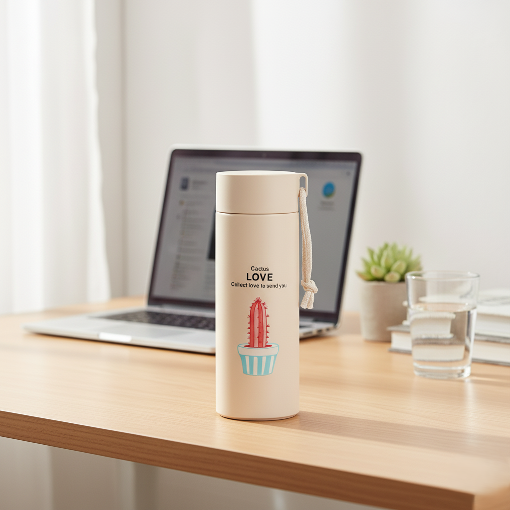 Cactus Water Bottle (450ml) - Beige