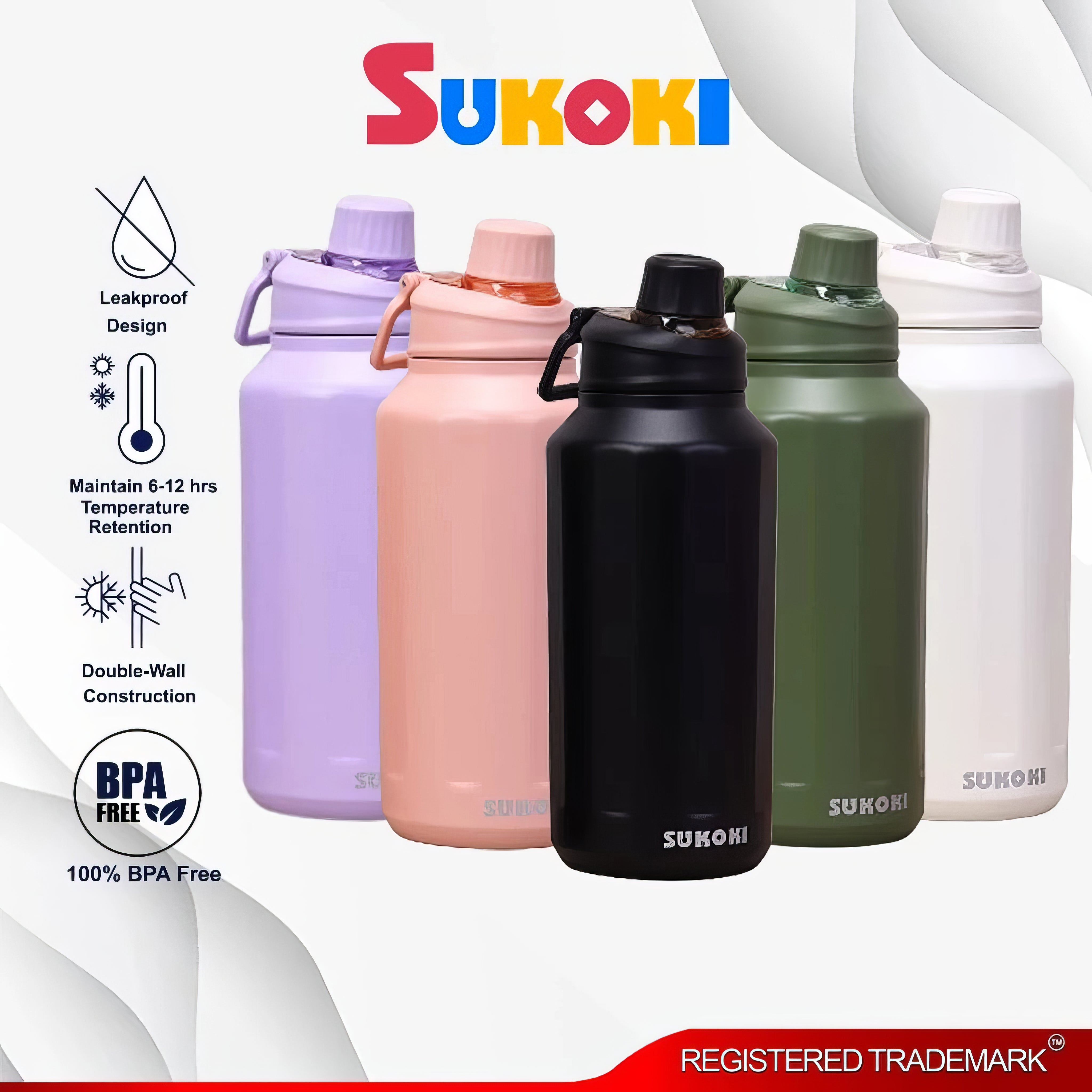 SUKOKI Stainless Steel Vacuum Flask (1000ml)