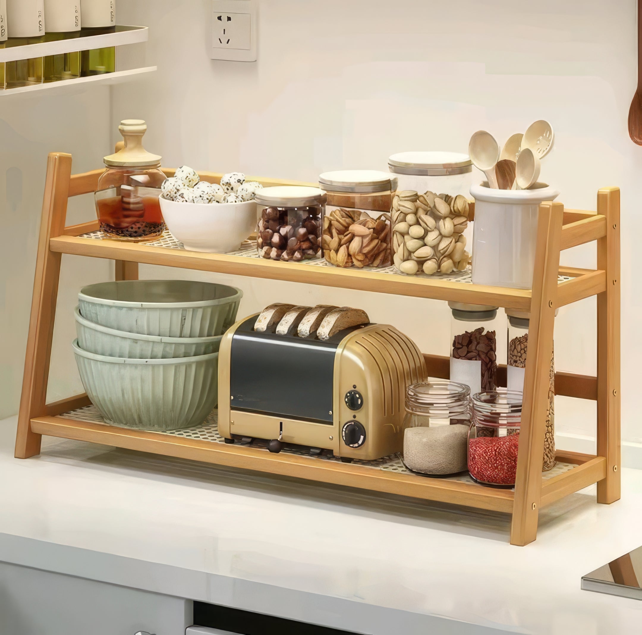 Bamboo 2 Tier Multipurpose Storage Rack – Stylish Home Organizer