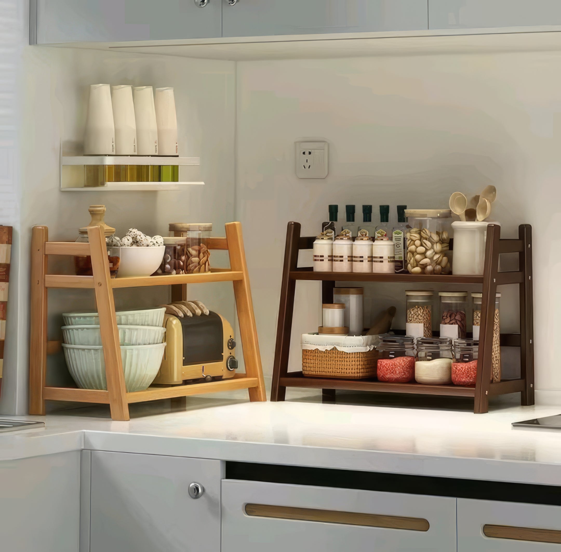 Bamboo 2 Tier Multipurpose Storage Rack – Home Organizer