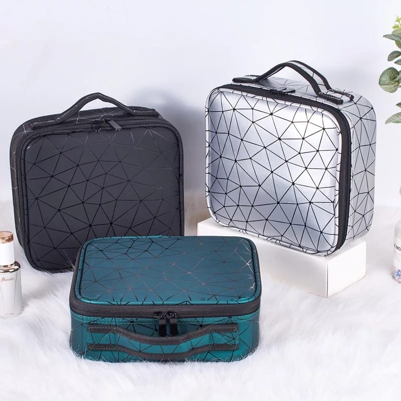 Diamond Cut PU Leather Cosmetic Bag