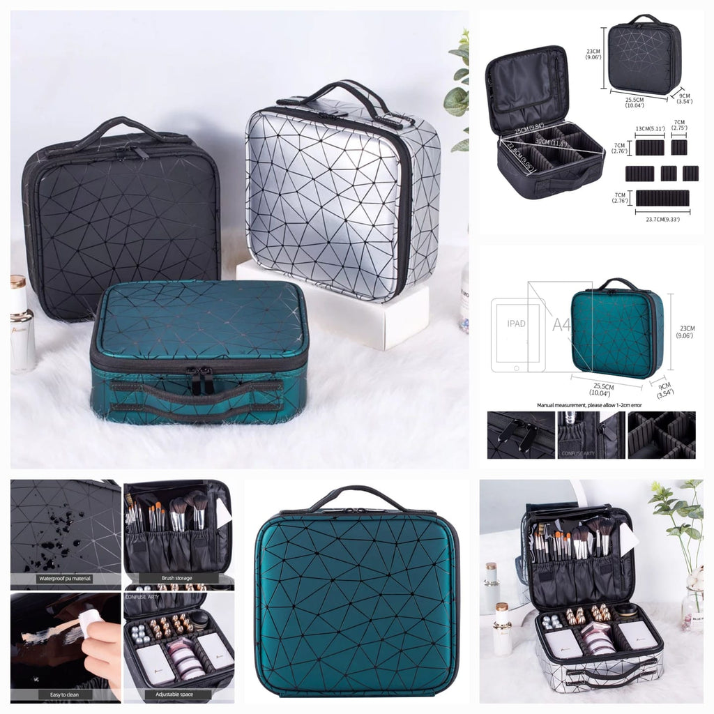 Diamond Cut PU Leather Cosmetic Bag