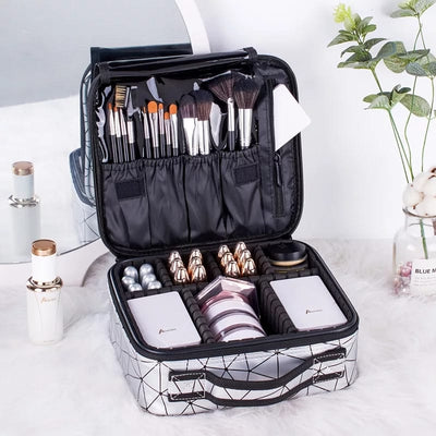 Diamond Cut PU Leather Cosmetic Bag