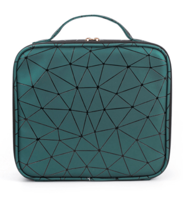 Diamond Cut PU Leather Cosmetic Bag