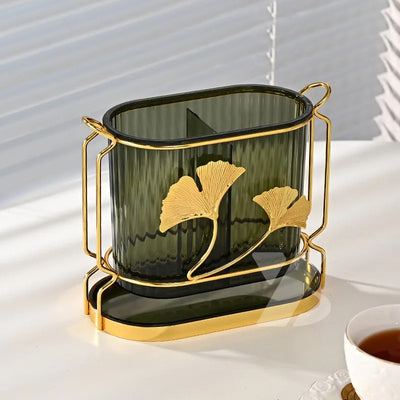 Luxury Golden Leaf Cutlery Holder