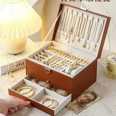 3 Layer Luxury Leather Jewellery Box
